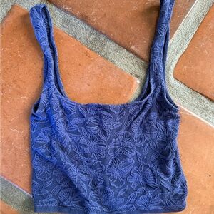 Anthropologie Navy Floral Crop Top